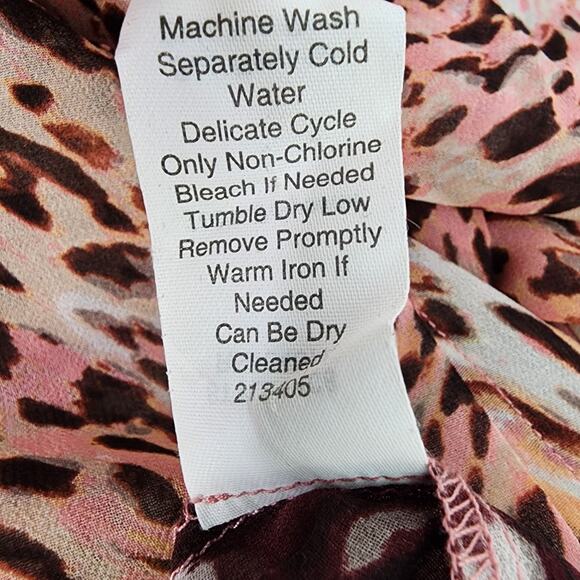 Cabi Womens Tunic Top 108 Large Beguile Animal Print Sheer Button Up Sleeveless - Picture 9 of 9